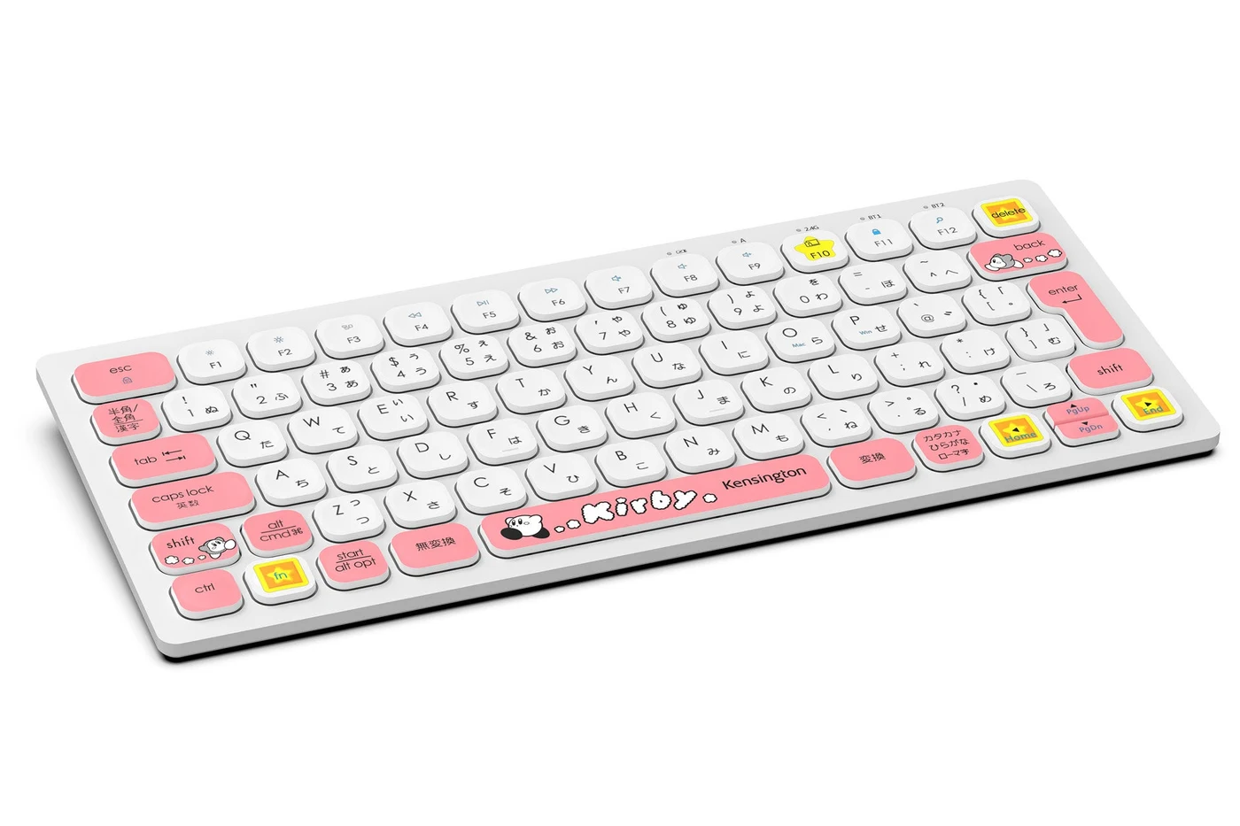 K75579JPの公式製品画像。カービィとワドルディを使ったキーボードのデザイン。