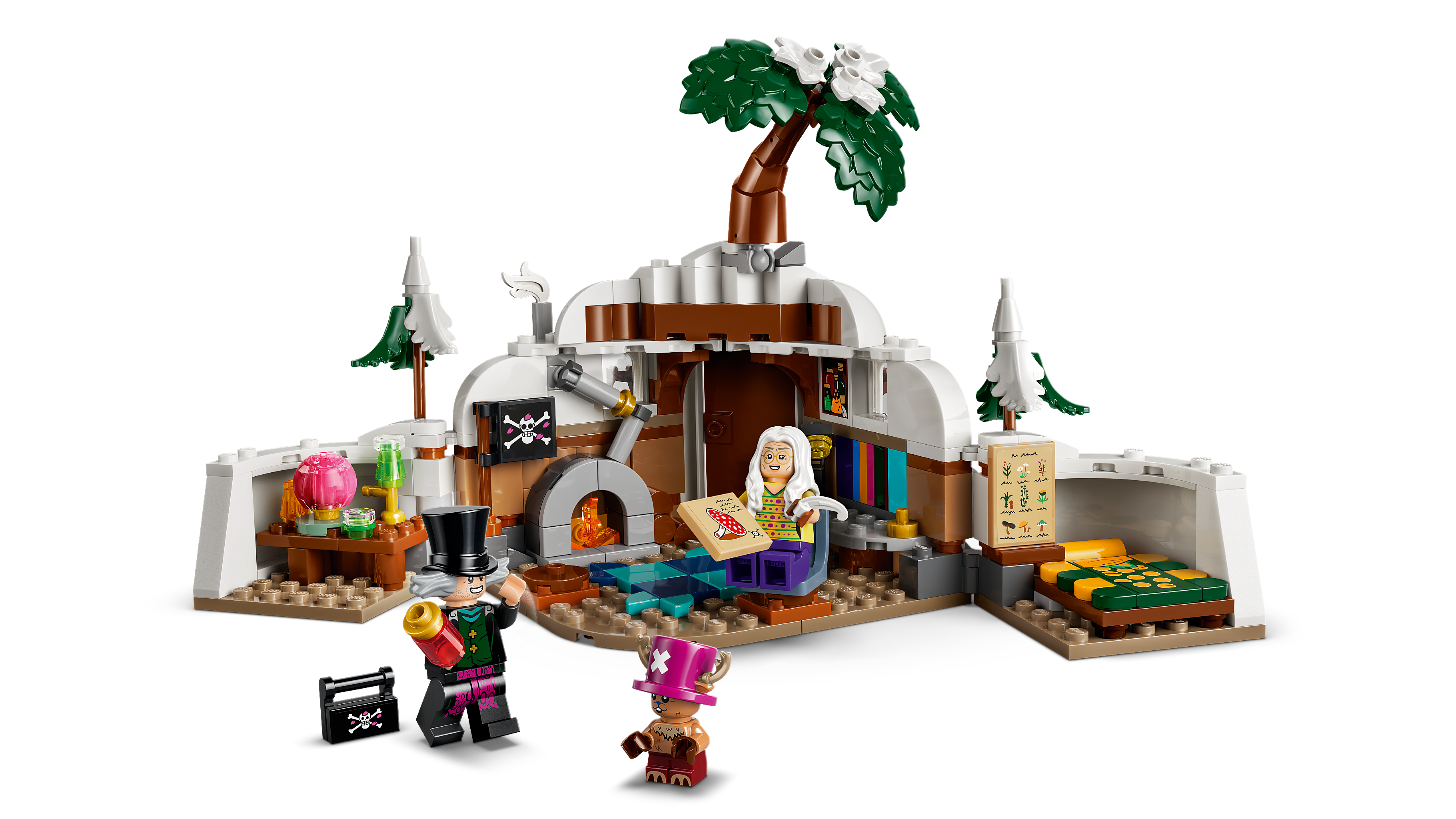 開いた室内とミニフィギュア3体の配置例。 画像：レゴグループ公式ニュースルーム／©2026 The LEGO Group