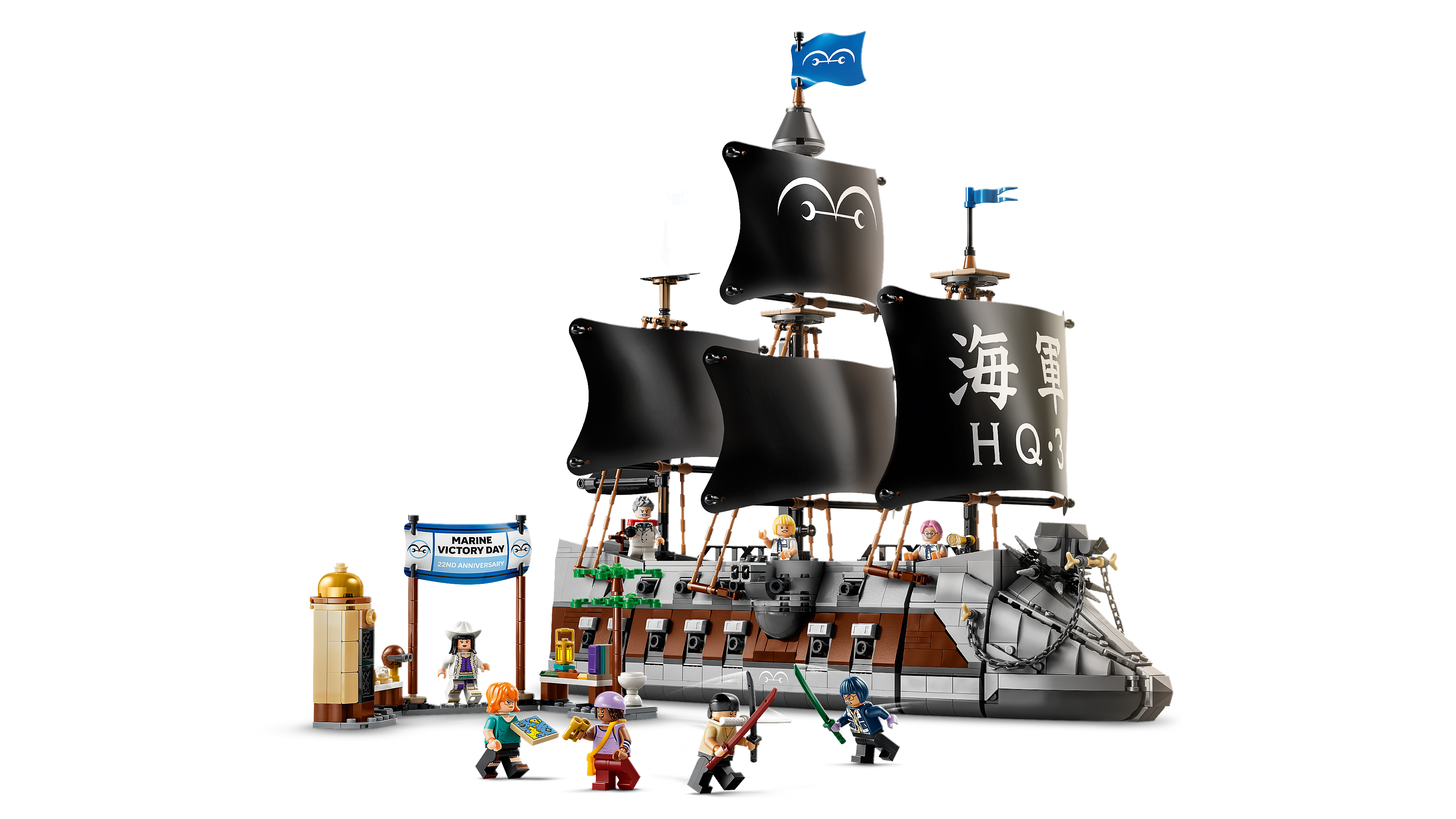 戦艦と付属の市場、8体の配置例。 画像:レゴグループ公式ニュースルーム/©2026 The LEGO Group
